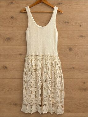 Stetson Crochet Knit Midi Dress in Cream